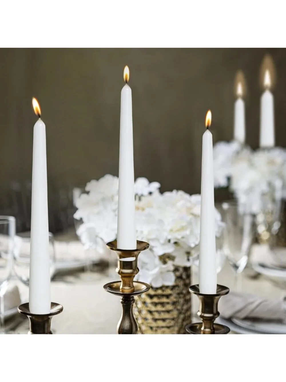 100 Count White Taper Candles - 10 Inch Dinner Candles, Smokeless & Dripless